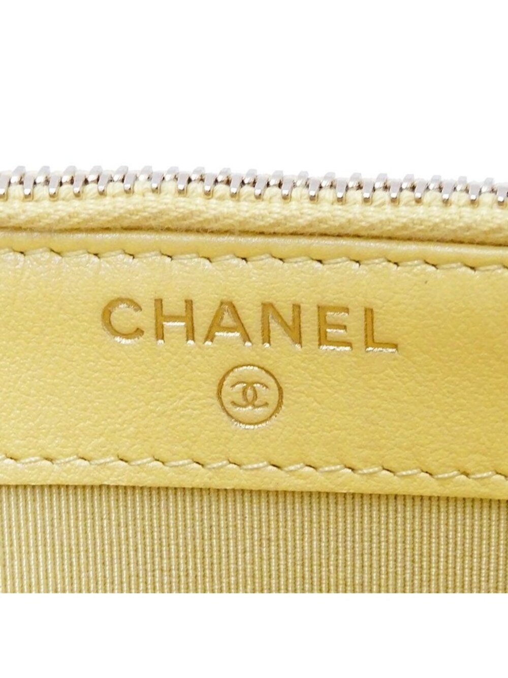 Chanel Wallet Shoulder Quilted Caviar Leather Yellow Gold Chain Logo Glittering - Picture 9 of 12